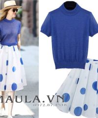 Set Bộ Áo Len Dệt Kim + Váy